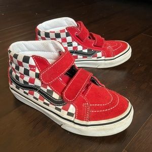 Vans Boys SK8-HI Size 13 Used Red/Black/White Checkerboard Shoes